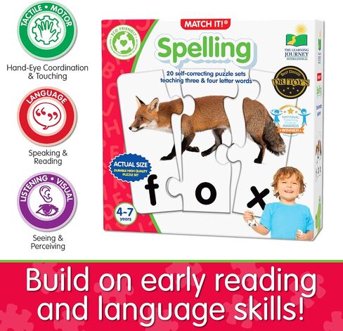 The Learning Journey: Match It! - Spelling - 20 Piece Self-Correcting Spelling Puzzle Three and Four Letter Words Montessori Learning Girl Boys Gifts Ages 4,5,6,7,8-Year-Olds - Award Winning Toys in Saudi Arabia