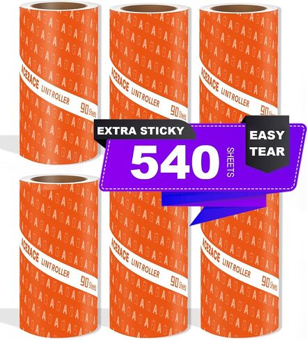 ACE2ACE Lint Rollers for Pet Hair Extra Sticky, 540 Sheets Lint Roller Refills for Clothes, Reusable Lint Roller Pack for Clothing, Carpet, Dog & Cat Hair Removal, 6 Rollers+ 2 Handle, White in Saudi Arabia