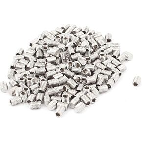 uxcell M3x4mm Metric 304 Stainless Steel Hex Socket Set Flat Point Grub Screws Silver Tone for Towel Rack Door Knob 200pcs