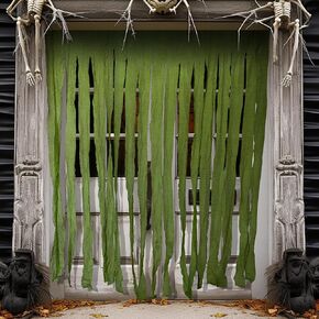 RunNico 2Pcs Large Halloween Door Curtain Decoration, 85" x 60" White Gauze Doorway Curtain, Creepy Cloth Strip Drape for Halloween Horror Theme Party Haunted House Costume Decor