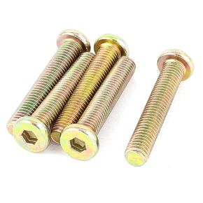 uxcell M8x45mm Threaded Hexagon Socket Head Cap Screws Bolts Bronze Tone 5pcs