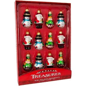 Kurt Adler 12 Piece Petite Treasures Glass Ornament Set for Christmas