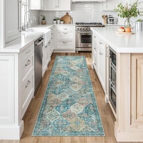 Moroccan Washable Living Room Rug, 8x10 Soft Non-Slip Bedroom Rug, Non Shedding Oriental Trellis Retro Rug Farmhouse Rugs for Living Room Bedroom Office Dining Room
