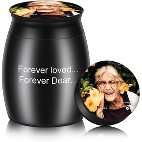 INBLUE Keepsake Urns for Human Ashes, Mini Urns for Human Ashes with Angel Halo and Wings Photo/Text Engraving, Stainless Steel Small Urns for Ashes & Cremation Keepsakes for Ashes(F/s)