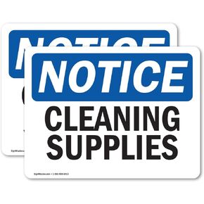 (2 Pack) Cleaning Supplies OSHA Notice Sign 10 Inch X 7 Inch Vinyl Label Decal Sticker Weather Resistant, UV Protected for Workplace, Business, and Construction Site, Made in the USA