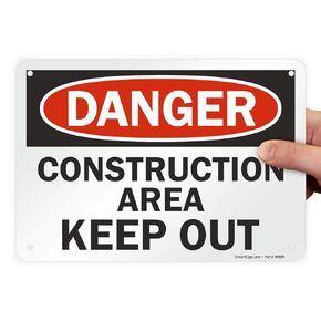 SmartSign "Danger - Construction Area, Keep Out" Sign | 10" x 14" Plastic
