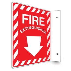 Accuform Fire Extinguisher 90D Projection Glow Sign, 12"x9" High-Impact Lumi-Glow Plastic with Pre-Drilled Mounting Holes, Made in USA, PSP407