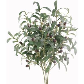 Htmeing 28" Artificial Olive Branches Fake Holly Plants Green Leaves Fruits for Home Office Decoration(4pcs)