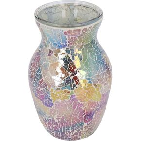 Elegant Glass Flower Vase for Living Room, Mosaic Glass Vases European Shiny Exquisite Decorative Vase for Living Room Table Centerpiece, Bookshelf