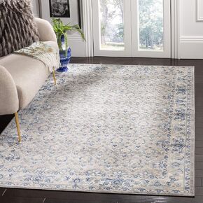 SAFAVIEH Brentwood Collection Area Rug - 9' x 12', Ivory & Blue, Oriental Distressed Design, Non-Shedding & Easy Care, Ideal for High Traffic Areas in Living Room, Bedroom (BNT869A)