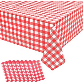 2 Pack Yellow Gingham Tablecloth Decorations, Yellow and White Checkered Background Disposable Plastic Tablecloth, 54 x 108 Inch Tablecloth for Birthday Party, Outdoor Dinner, Holiday Party Deco