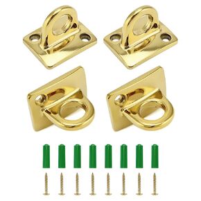 QWORK Wall Plate Hanging Circle Hook, 4 Pack Heavy Duty Crowd Control Post Security Barrier Hanging Round Hook, for Barrier Velvet VIP Rope, Gold