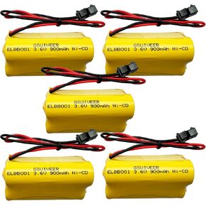 ELB B001 ELB-B001 ELBB001 3.6V 900mAh Ni-CD Exit Sign Emergency Light Battery Replacement Compatible with Lithonia EU2 LED Interstate ANIC1566 Unitech 0253799 (5 Pack)