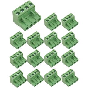 15 قطعة موصل طرفي برغي 4 دبوس 5.08 مم درجة PCB 300 فولت موصل طرفي قابل للتوصيل باللون الأخضر للساعات الإلكترونية الصغيرة والآلات الحاسبة وأجهزة الاتصالات الإلكترونية in Kuwait