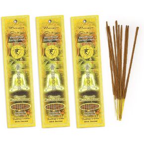 Prabhuji's Gifts Solar Plexus Chakra Manipura - Hand-Rolled Spiritual Incense Sticks - Aromatic Sticks - Stick Incense for Meditation, Power and Self-Confidence - 3 Packs of 10 Sticks