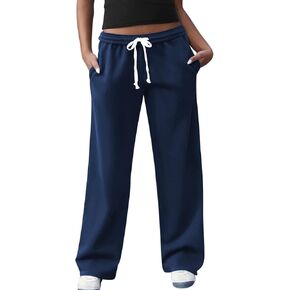 Women's Wide Leg Sweatpants High Waisted Baggy Interior Drawstring Sweatpants Straight Leg Sweat Pants