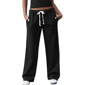 Women's Wide Leg Sweatpants High Waisted Baggy Interior Drawstring Sweatpants Straight Leg Sweat Pants