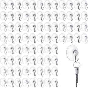 Mudder Suction Cup Hooks Wall Hooks, Home Kitchen Bathroom Wall Window Towel Robe Hangers, Utility Hooks Hangers, Home Hanging Organizer Supplies, Use on Smooth Surface (50 Pieces, 45 mm)