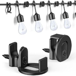 Outdoor String Lights Hangers, Christmas Light Clips, Lights Hanger Hooks for Hanging Christmas Light, Fairy Lights, Outdoor Patio Lights, 30 Pack, Black
