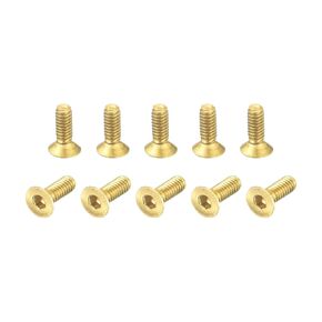 uxcell Flat Head Socket Cap Screws, M2-0.4 x 4mm Brass Inner Hex Drive Fasteners Bolts 20Pcs