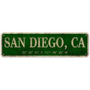 LINStore San Diego, CA City Sign Vintage Metal Wall Art Office/Home/Classroom Decor 4" x 16"