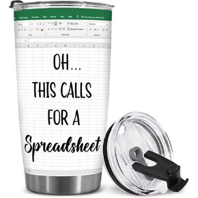 BECHUSKY Accountant Gifts Spreadsheet Tumbler, Accountant Gifts Spreadsheet For Boss Tumbler 20OZ - Gifts Coffee Mug For CPA Nerd Family Men Women Coworker Christmas