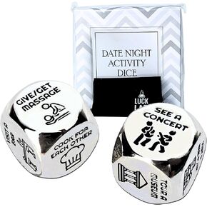 Luck Lab Dinner and A Movie Decider Dice - Date Night Dice with Velvet Storage Bag
