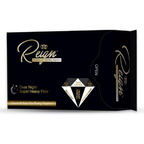 Reign Premium Sanitary Napkins Super Heavy Flow Overnight with Wings for Women, Super Absorbent Pads ,Extra Long,7 Count , 1 Pack