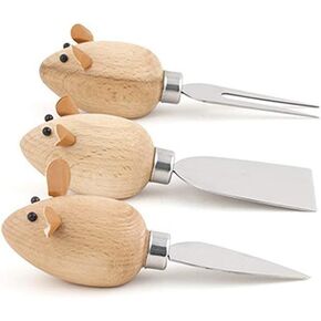 Kikkerland Mouse Cheese Knives, Set of 3