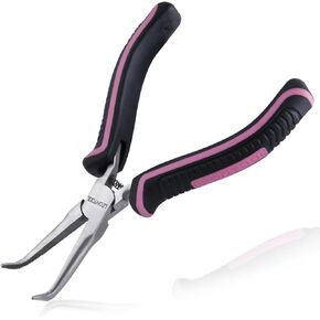5-Inch Mini Flat Nose Pliers for Jewelry Making Smooth Jaws Duck Billed Pliers Small Flat Pliers Jewelry Making Supplies for Wire Bending Straightening, Pink Tool for Women