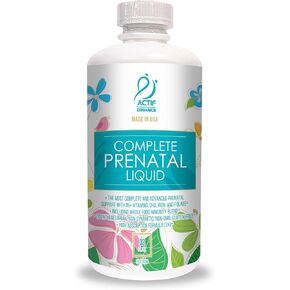 ACTIF Organic Complete Prenatal Liquid with 45+ Vitamins and Organic Herbs, with DHA and Choline, Non-GMO, Made in USA, 32oz