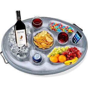 Inflatable Drink Floats for Swimming Pool, Hot Tub, Lake, and Ocean, Floating Tray for Snacks, Cocktails, Beer, Wine, Summer Accessories for Adults