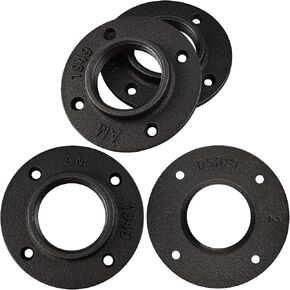 4 Pack of 2" Pipe Flange Malleable Cast Iron Pipe Flanges for DIY Home Furniture Shelving Decoration Industrial