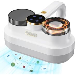 Mattress Vacuum Cleaner, Cordless Bed Vacuum Cleaner with UV-C Light & Ultrasonic Tech & Double Beating Pad, Powerful Anti-Allergen Vacuum Cleaner for Deep Cleaning on Fabric, NR004-C, Cordless
