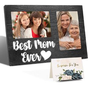 Best Mom Ever 3D Wooden Picture Frame Gifts - Mothers Day & Birthday Gift, Gift for Mom, from Daughter - Two 4x6 Inch Frames