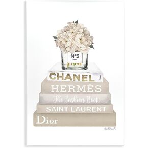 The Stupell Home Décor Collection High Fashion Bookstack with Tan Flowers Wall Plaque Art, 10 x 15, Multi-Color