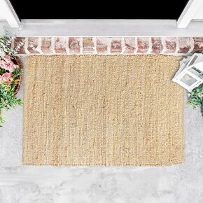 Chardin home Jute Rugs Collection- 2x3 Feet Jute Braids Rug, Boho, Rustic, Natural Jute/Ivory, Hand Woven Throw Rug for Bedroom, Living Room, Kitchen and entryways