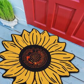 Sunflower Rug Extra Large Welcome Doormat 29.5" x 29.5" Sunflower Area Rug Sunflower Shape Non Slip Mat Summer Decorative Floral Mat for Kitchen Bathroom Bedroom Living Room Indoor Outdoor