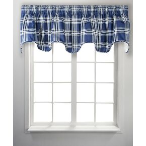 Ellis Curtain Bartlett Lined Scallop Valance, Blue 17.00" x 70.00"
