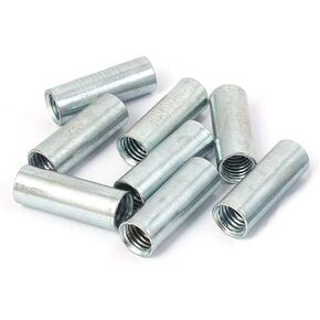 10Pcs M6 x 1-Pitch 23.5mm Round Rod Coupling Nut,Female Thread Rod bar Stud Metal Round Coupling Connector Nuts, Zinc Plated Carbon Steel
