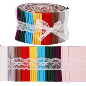 Roll Up Cotton Fabric Quilting Strips, Fabric Jelly Rolls, Cotton Craft Fabric Bundle, Patchwork Craft Cotton Quilting Fabric for Crafting, Patchwork Fabric Sets with Different Patterns