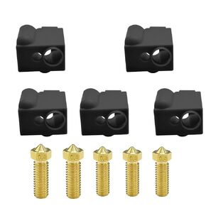 KOYOFEI 5PCS 0.4mm Nozzles and 5PCS Silicone Socks Kit, 3D Printer Parts Hotend Silicone Cover for Anycubic Vyper and Kobra Max FDM 3D Printers