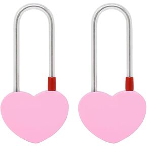 Honbay 2PCS Love Lock Without Key, Heart Padlock, Alloy Steel Heart Lock, Wish Lock, Romantic Padlock, Everlasting Love for Lovers (Pink)
