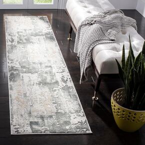 SAFAVIEH Vogue Collection Runner Rug - 2' x 14', Beige & Charcoal, Modern Abstract Design, Non-Shedding & Easy Care, Ideal for High Traffic Areas in Living Room, Bedroom (VGE141A)
