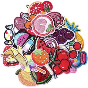 60pcs Random Assorted Styles Embroidered Patches, Bright Vivid Colors, Sew On/Iron On Patch Applique for Clothes, Dress, Hat, Jeans, DIY Accessories