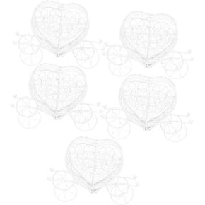 SEWOART 5pcs Iron Candy Box Treat Case Carriage Centerpiece Fillable Heart Boxes Heart Carriage Candy Holder Candy Hollow Jars Birthday Party Favors White Bride Doll Princess
