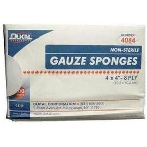 Dukal 4084 Premium White 8-Ply 4" x 4" Gauze Sponges, Non Sterile (DKL4084) Category: Bandages and Dressings