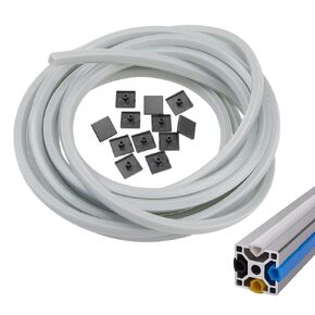 315in/8M 2020 Series Aluminum Extrusion Profile Slot Cover Flat Seal with 12Pcs End Cap for 6mm Slot Seal Strip Rail Dust Protection(Silver)