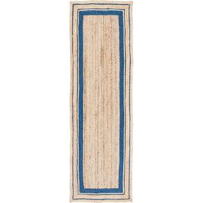 SAFAVIEH Natural Fiber Collection Runner Rug - 2'6" x 8', Ivory & Natural, Handmade Border Farmhouse Jute, Ideal for High Traffic Areas in Living Room, Bedroom (NF109A)