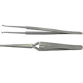 Lock Pinning Cross Locking Tweezers & Straight Round Open Slot Stainless Steel for Locksmith Pinning & Rekeying Kit Self Locking Closing Locksmith Tools Lock Pin Tumbler Tweezers(2PCS)